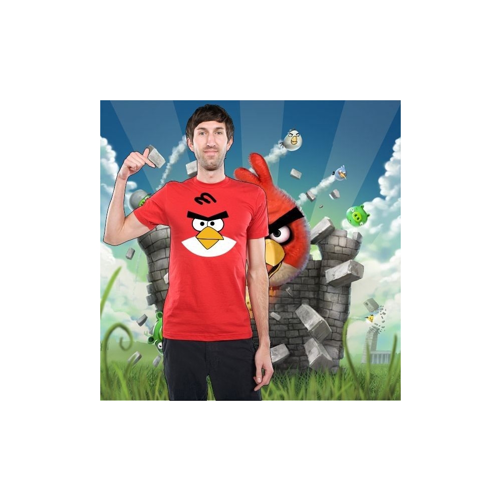 Camiseta MC Unisex Cara Angry Bird Rojo