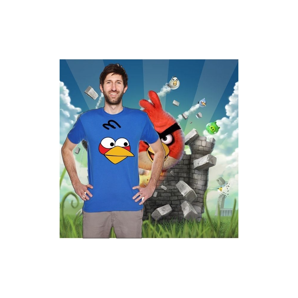 Camiseta MC Unisex Cara Angry Bird Azul